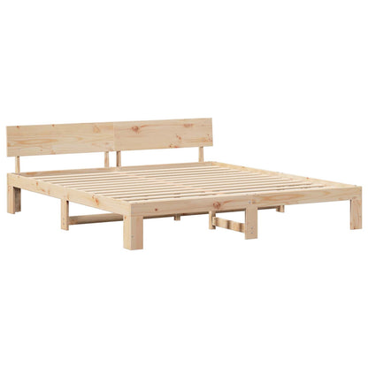 Bedframe met hoofdeinde Naturel 180 x 200 cm Massief grenenhout
