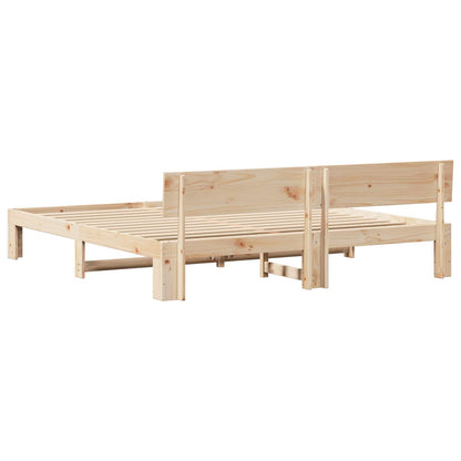 Bedframe met hoofdeinde Naturel 180 x 200 cm Massief grenenhout