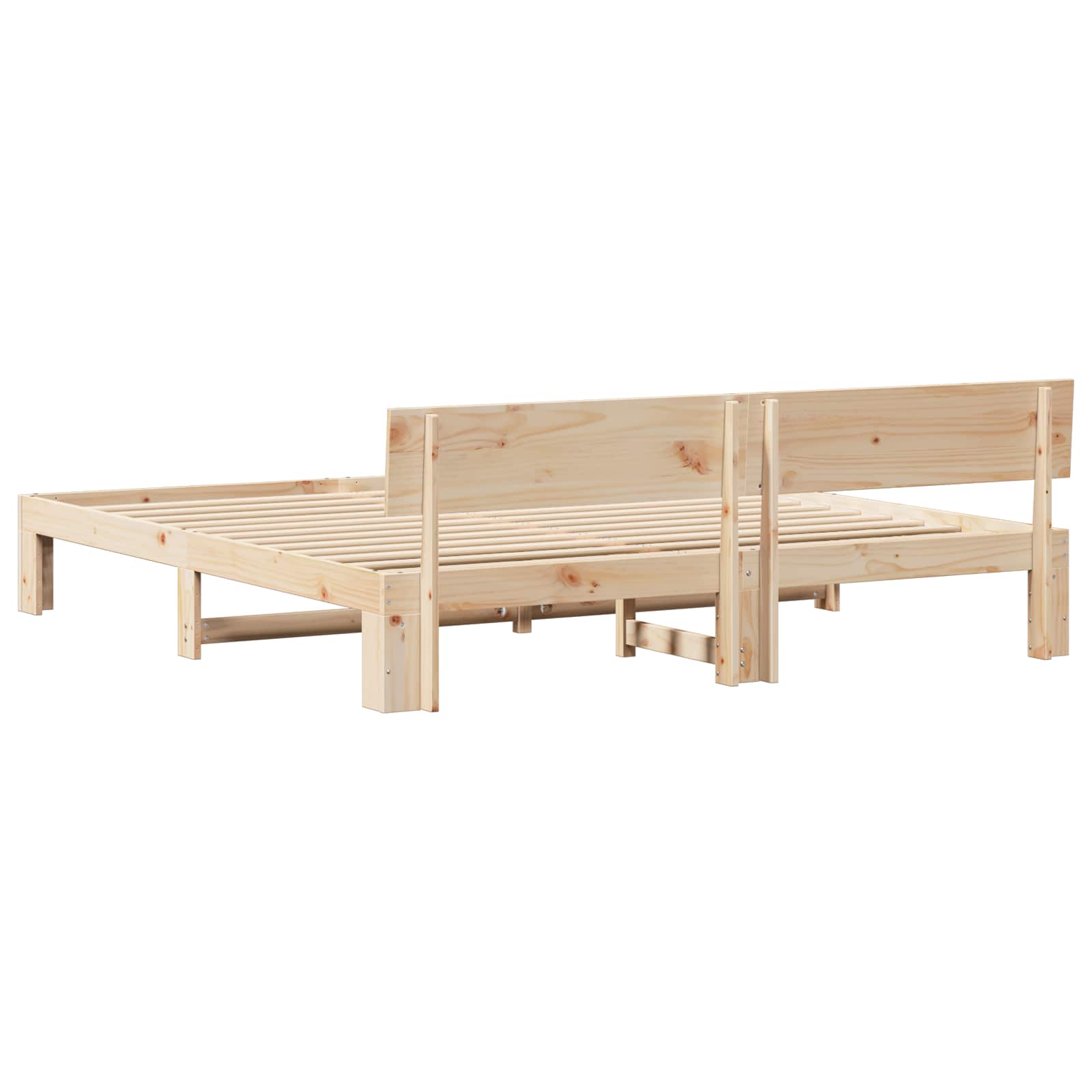 Bedframe met hoofdeinde Naturel 180 x 200 cm Massief grenenhout