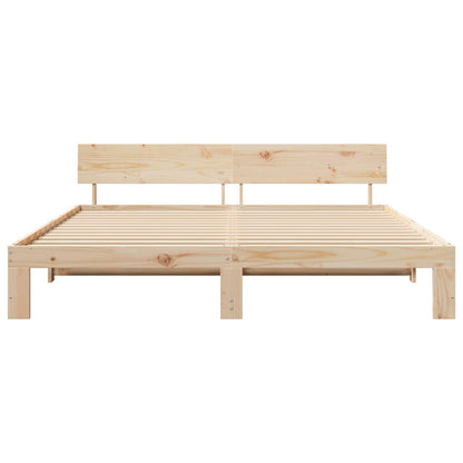 Bedframe met hoofdeinde Naturel 180 x 200 cm Massief grenenhout