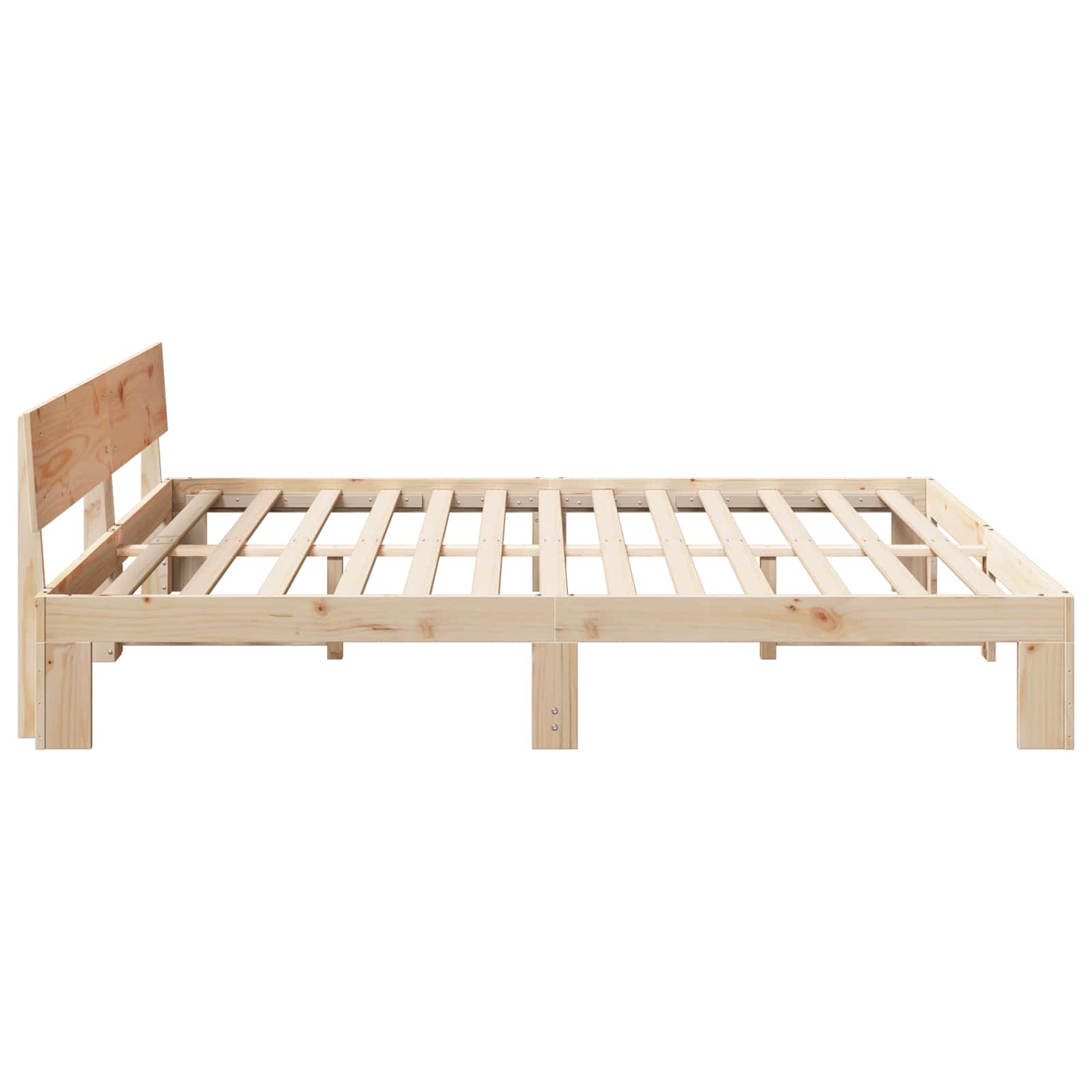 Bedframe met hoofdeinde Naturel 180 x 200 cm Massief grenenhout