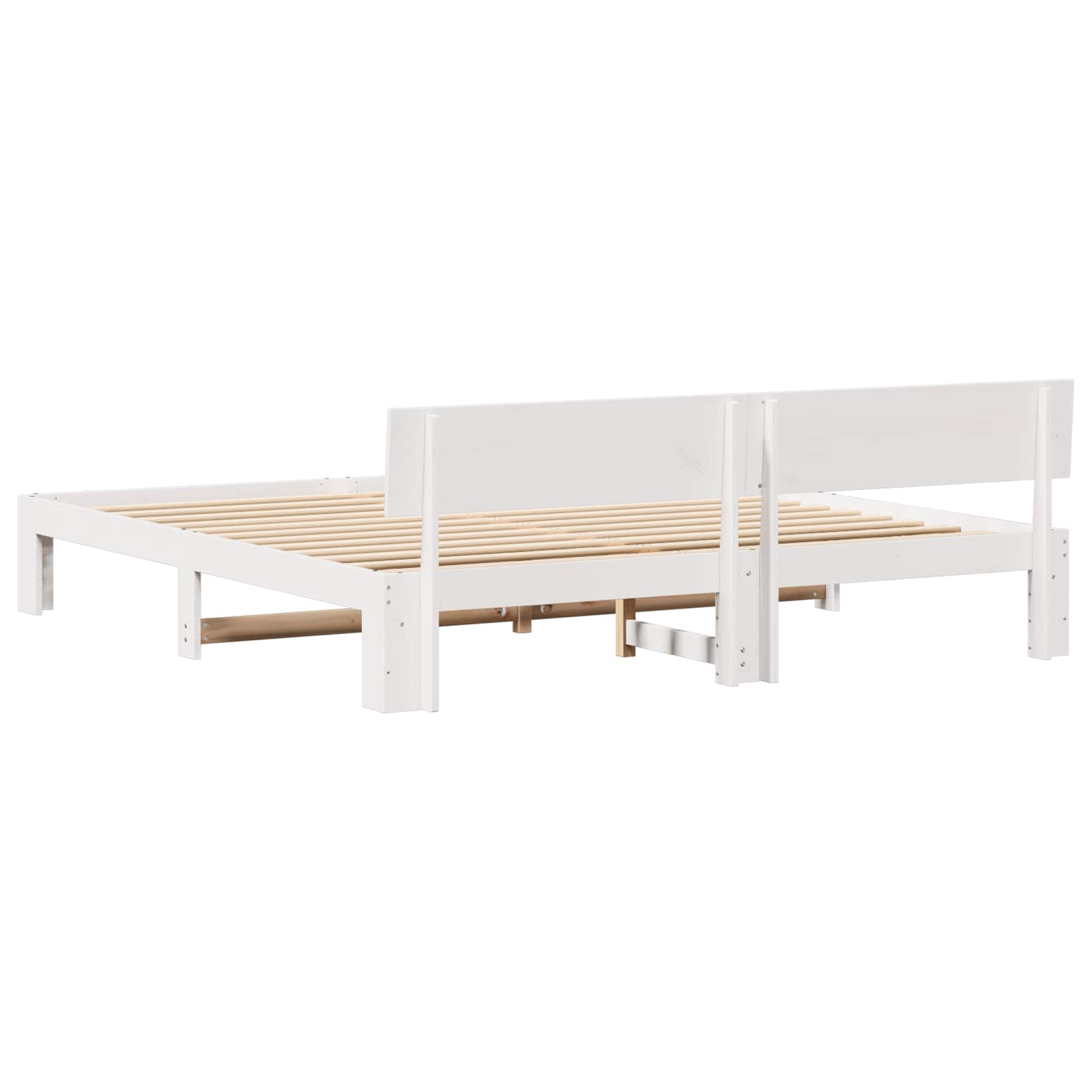 Bedframe met hoofdeinde Wit 180 x 200 cm Massief grenenhout