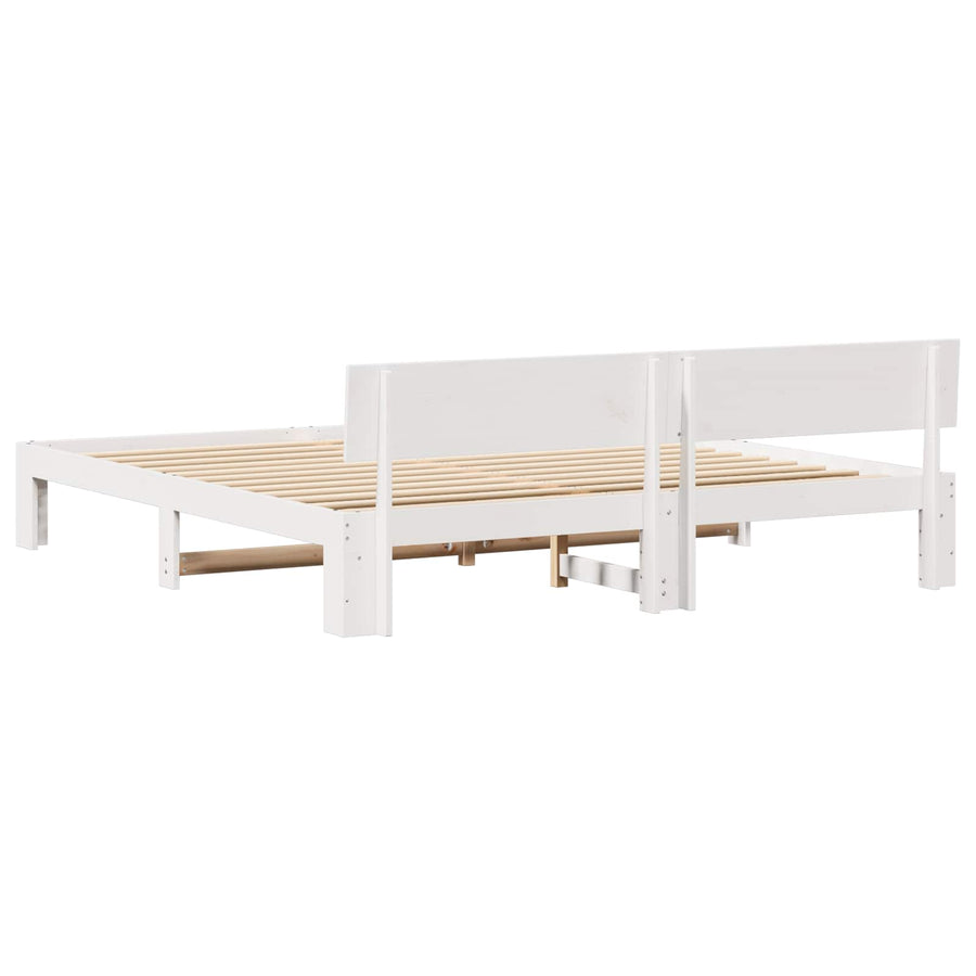 Bedframe met hoofdeinde Wit 180 x 200 cm Massief grenenhout