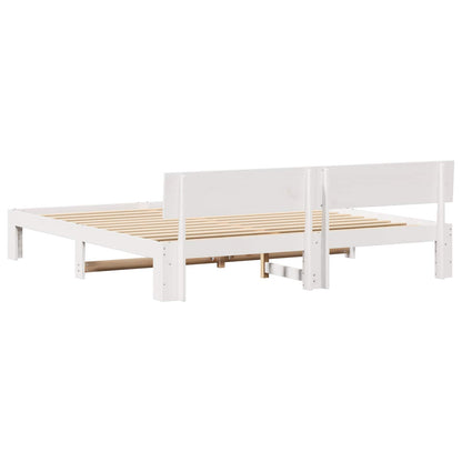 Bedframe met hoofdeinde Wit 180 x 200 cm Massief grenenhout