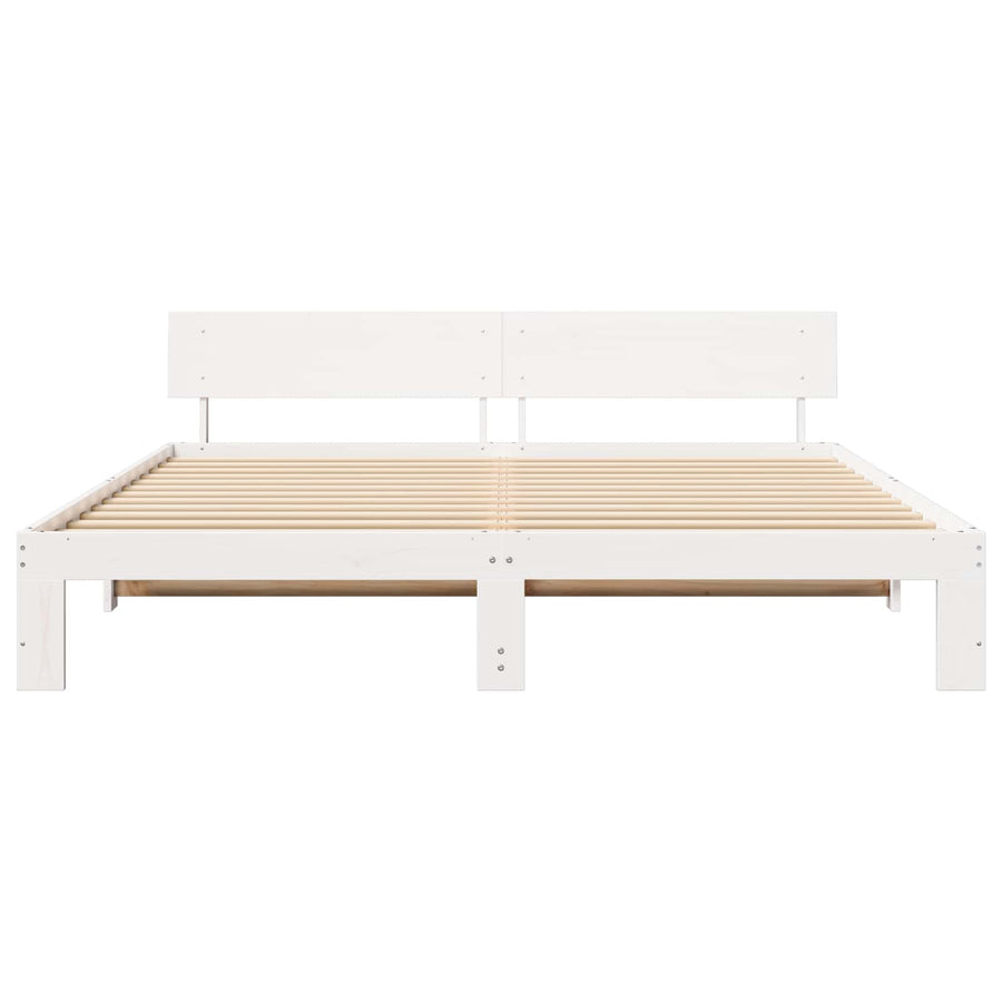 Bedframe met hoofdeinde Wit 180 x 200 cm Massief grenenhout