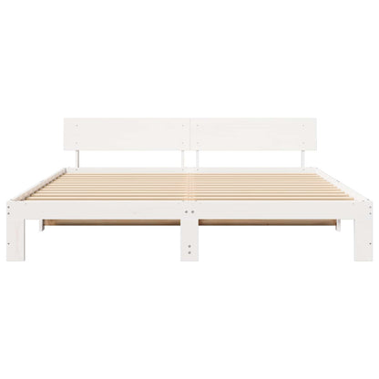 Bedframe met hoofdeinde Wit 180 x 200 cm Massief grenenhout