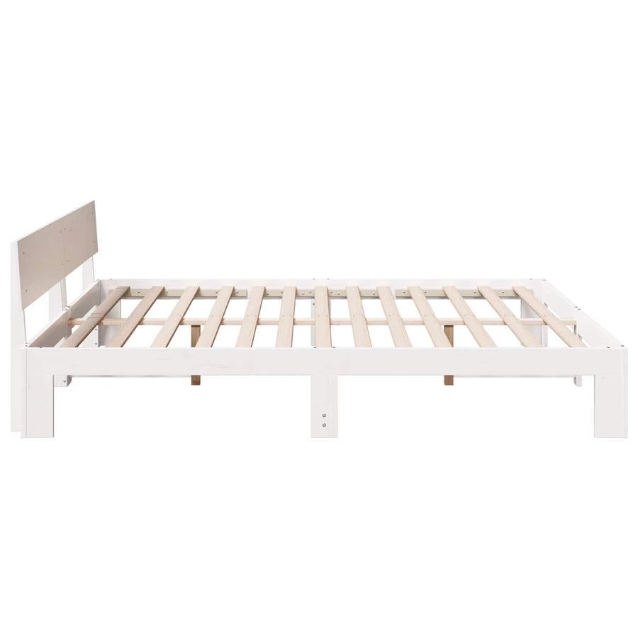Bedframe met hoofdeinde Wit 180 x 200 cm Massief grenenhout
