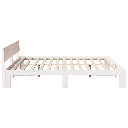 Bedframe met hoofdeinde Wit 180 x 200 cm Massief grenenhout