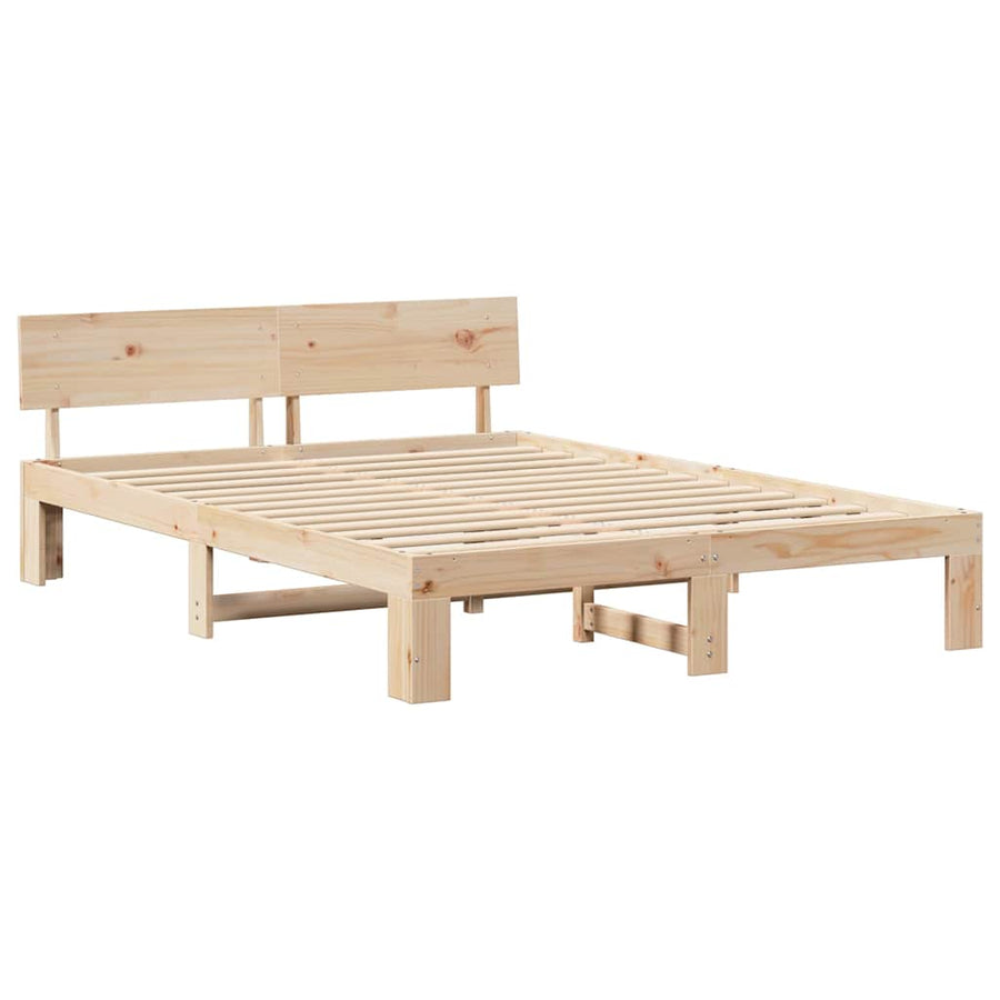 Bedframe met hoofdeinde Naturel 160 x 200 cm Massief grenenhout