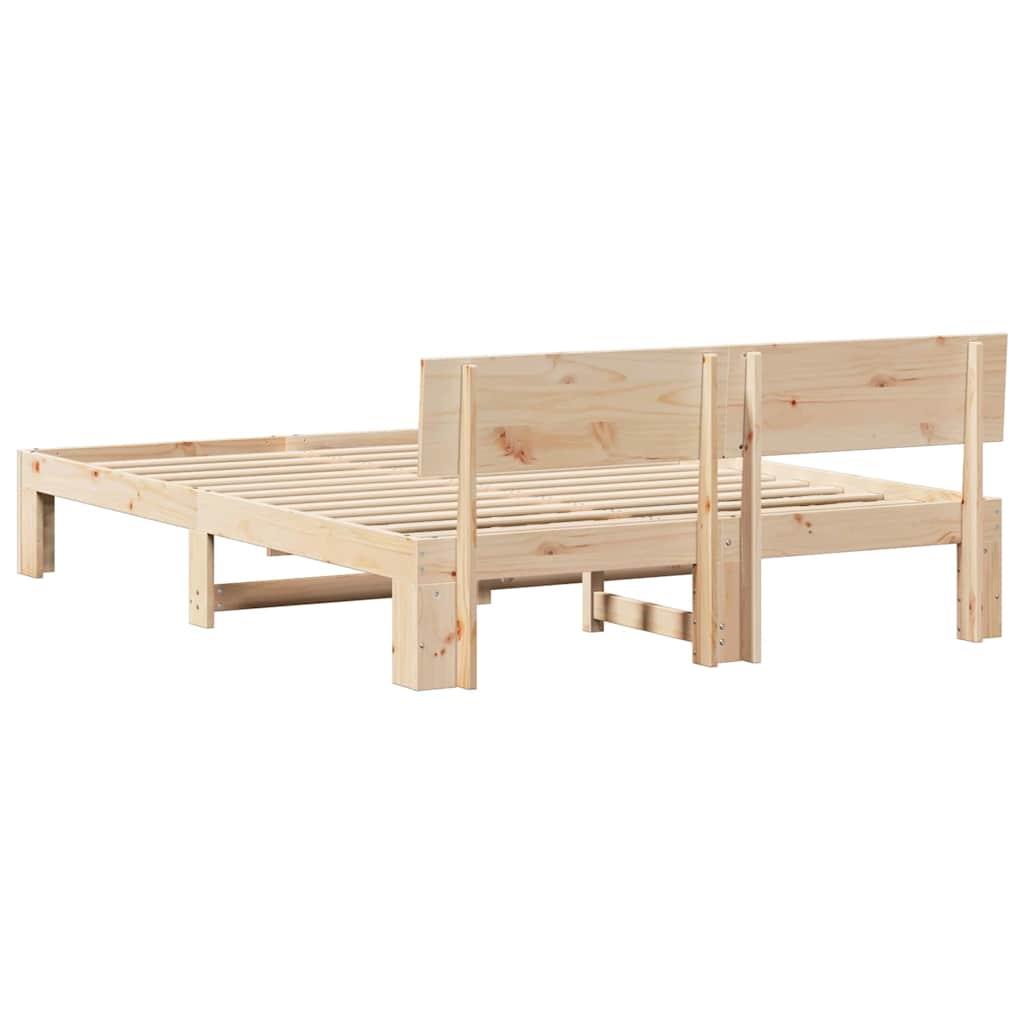Bedframe met hoofdeinde Naturel 160 x 200 cm Massief grenenhout