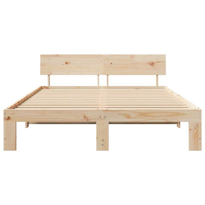 Bedframe met hoofdeinde Naturel 160 x 200 cm Massief grenenhout