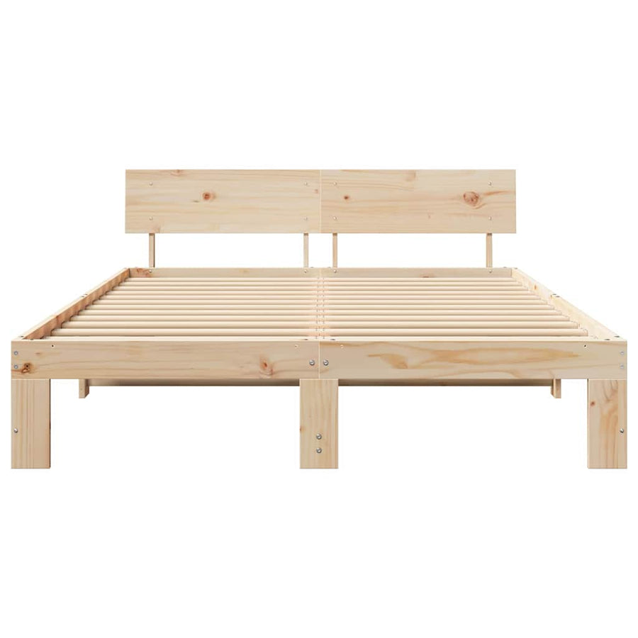 Bedframe met hoofdeinde Naturel 160 x 200 cm Massief grenenhout