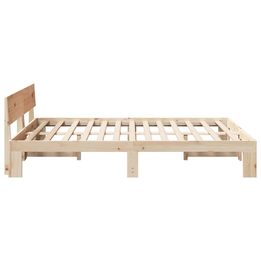 Bedframe met hoofdeinde Naturel 160 x 200 cm Massief grenenhout