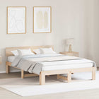 Bed Frame with Headboard Natural 140 x 200 cm Solid Pine Wood