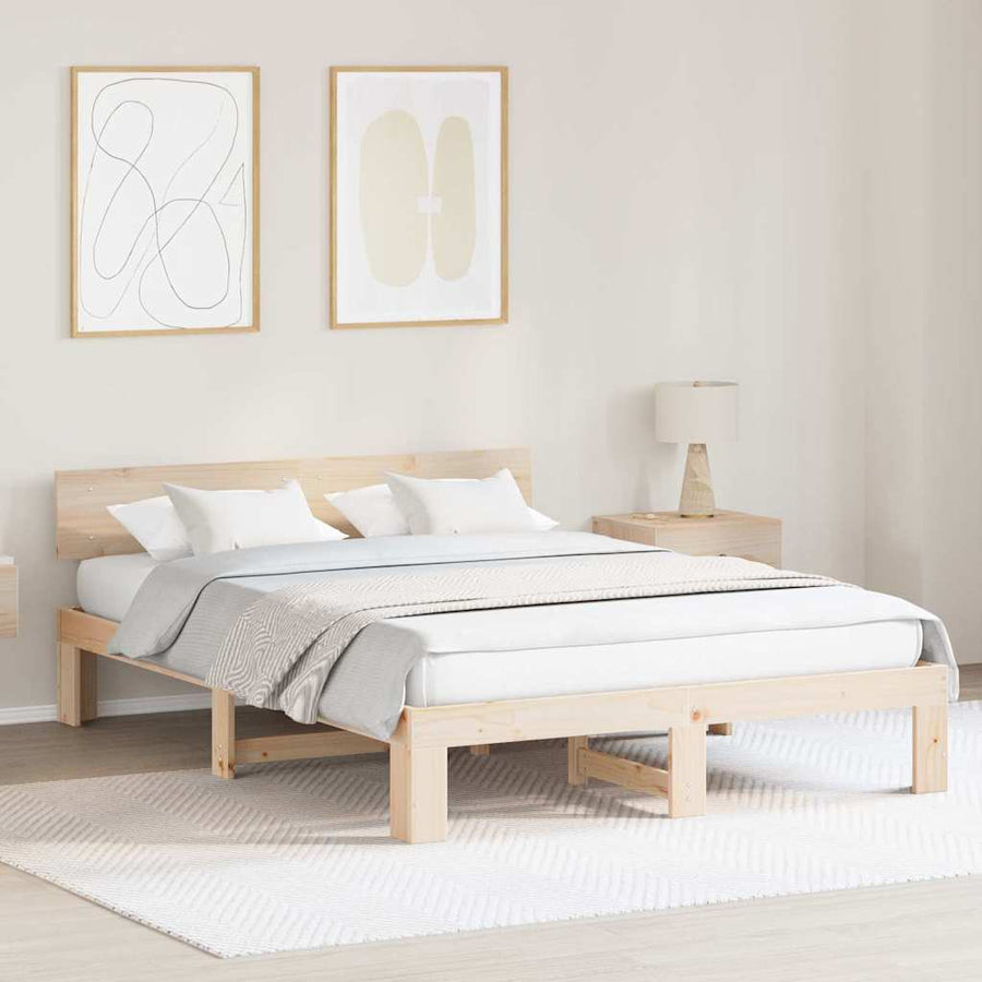 Bedframe met Hoofdbord 140x200 cm Massief Grenenhout