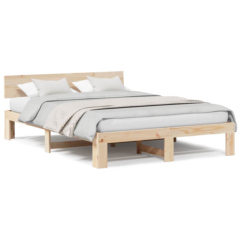 Bedframe met Hoofdbord 140x200 cm Massief Grenenhout