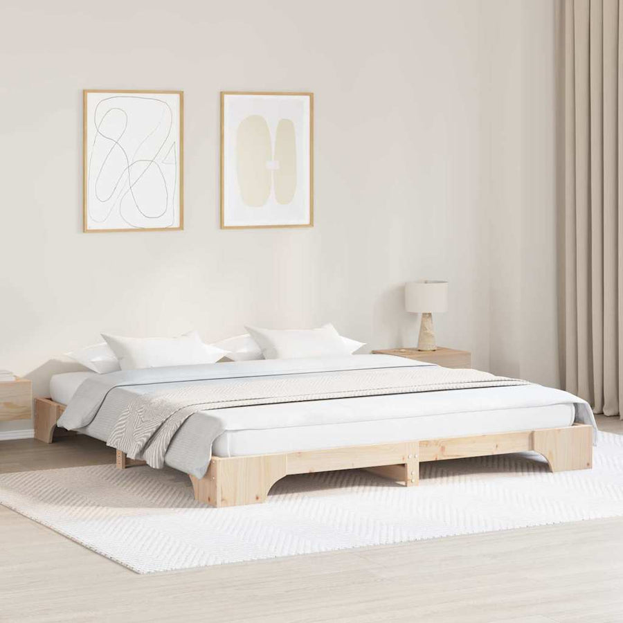 Bedframe Naturel 200 x 200 cm Massief grenenhout