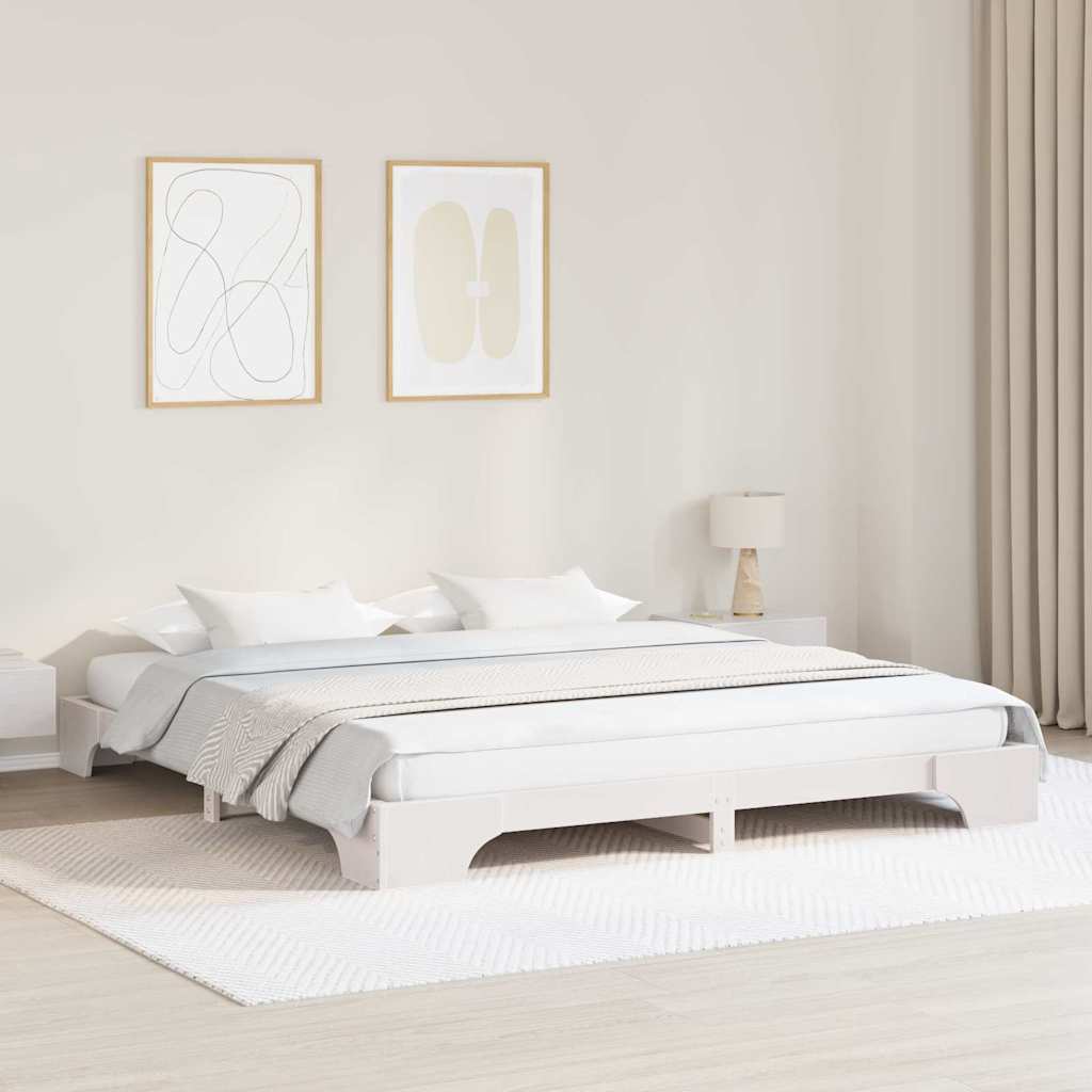 Bedframe Wit 200 x 200 cm Massief grenenhout