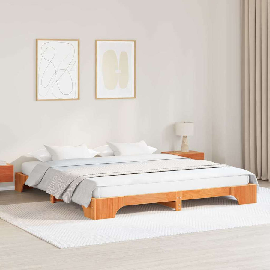 Bedframe Wasbruin 200 x 200 cm Massief grenenhout