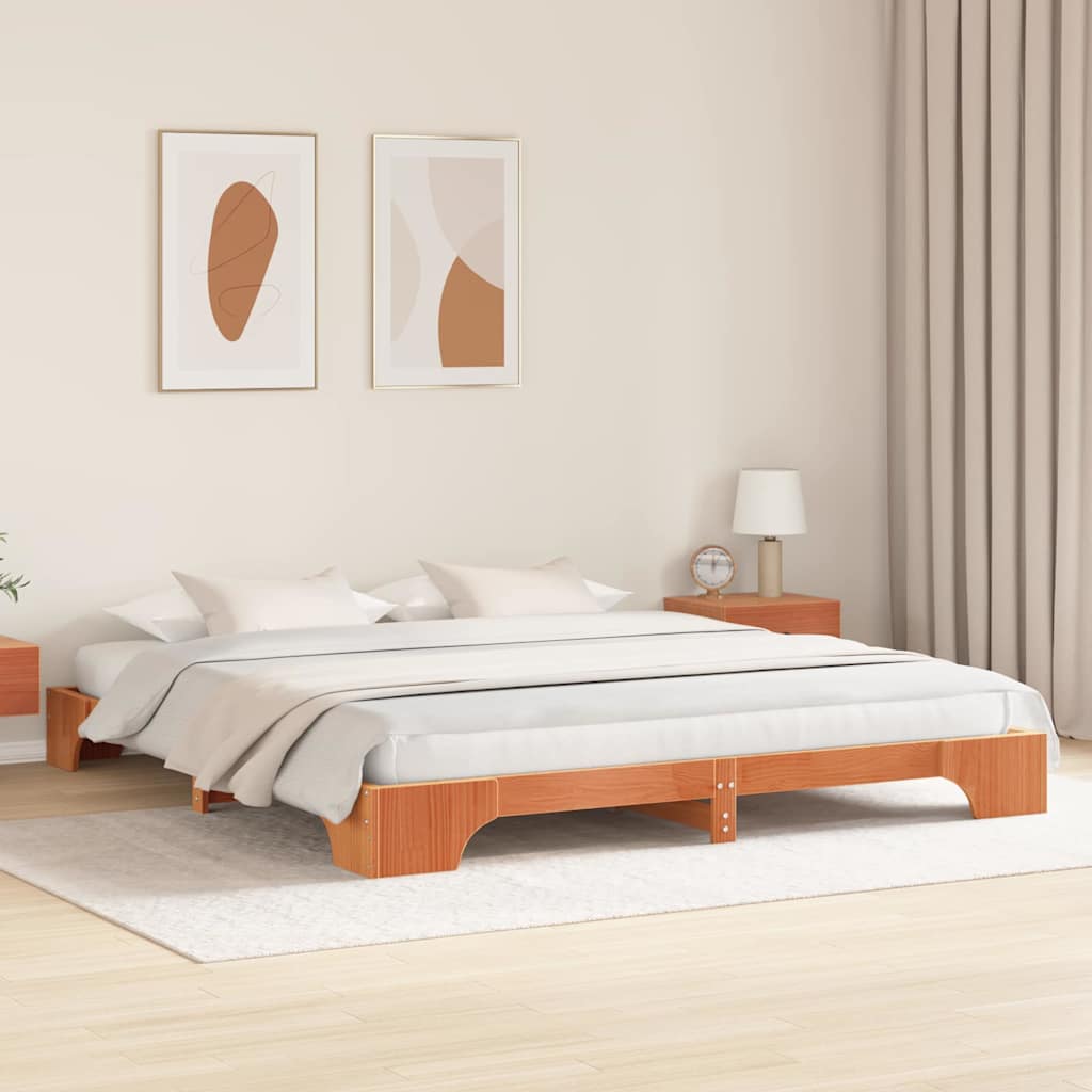 Bedframe Wasbruin 200 x 200 cm Massief grenenhout