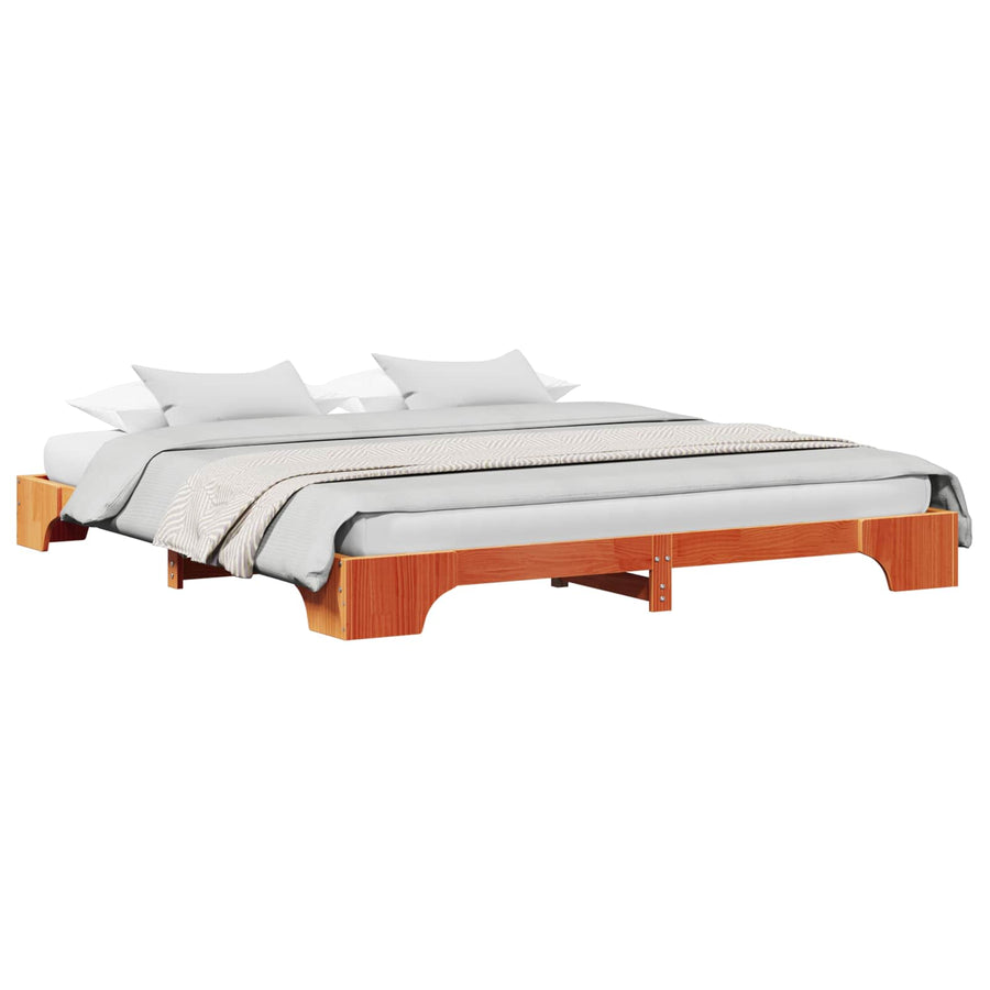 Bedframe Wasbruin 200 x 200 cm Massief grenenhout