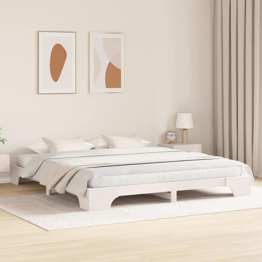 Bedframe Wit 180 x 200 cm Massief grenenhout