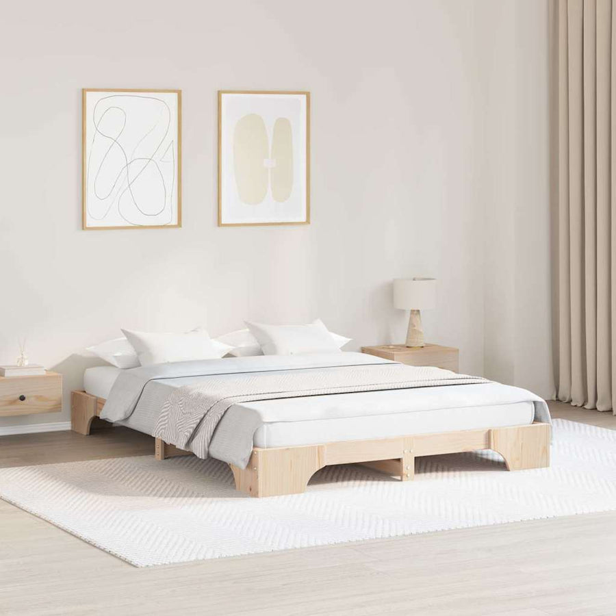 Bedframe Naturel 160 x 200 cm Massief grenenhout