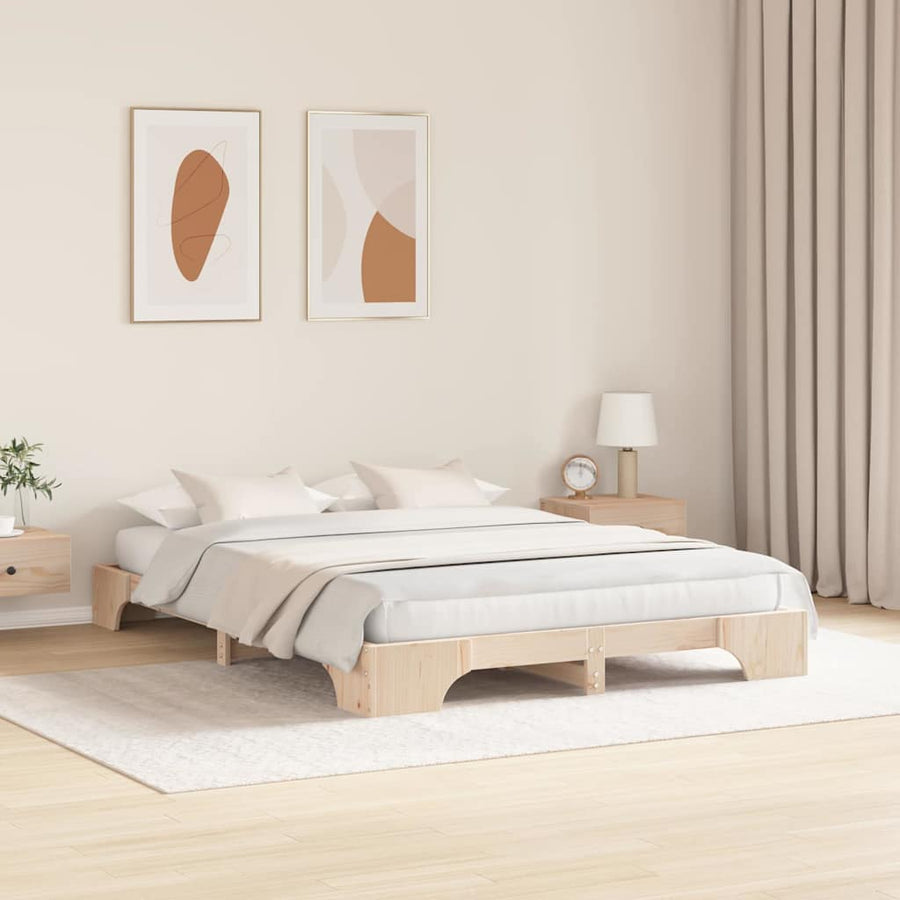 Bedframe Naturel 160 x 200 cm Massief grenenhout
