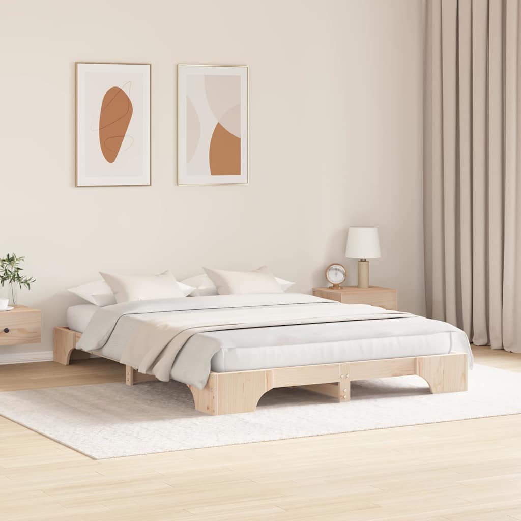 Bedframe Naturel 150 x 200 cm Massief grenenhout