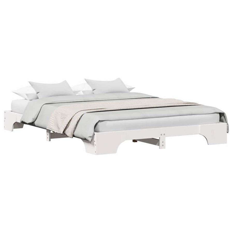 Bedframe Wit 150x200 cm Massief Grenenhout