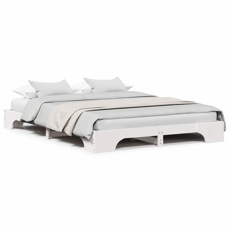 Bedframe Wit 150x200 cm Massief Grenenhout