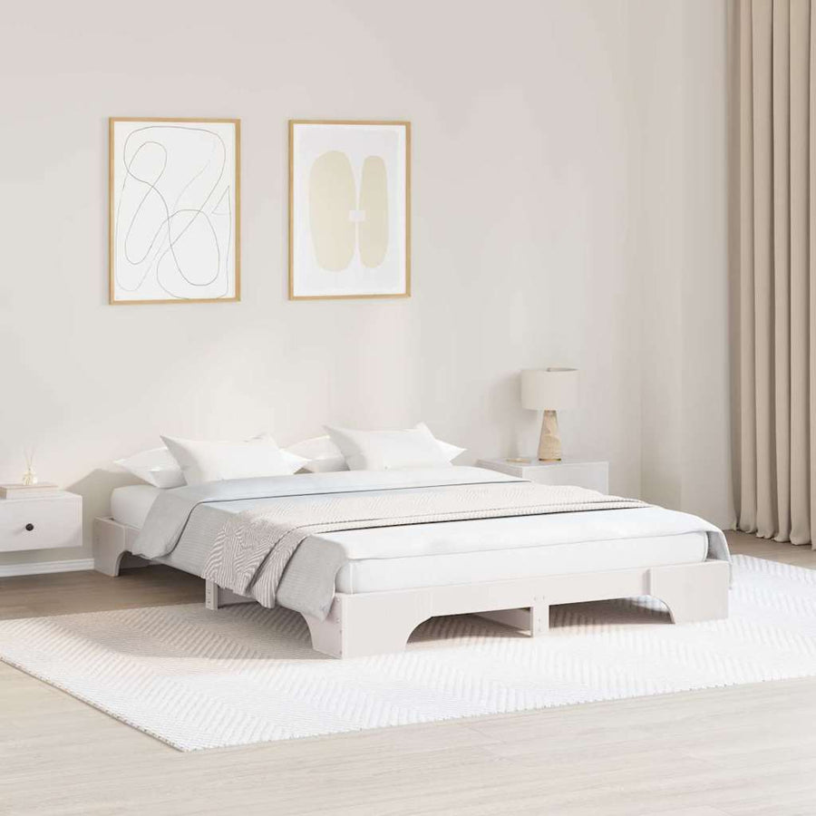 Bedframe Wit 140 x 200 cm Massief grenenhout