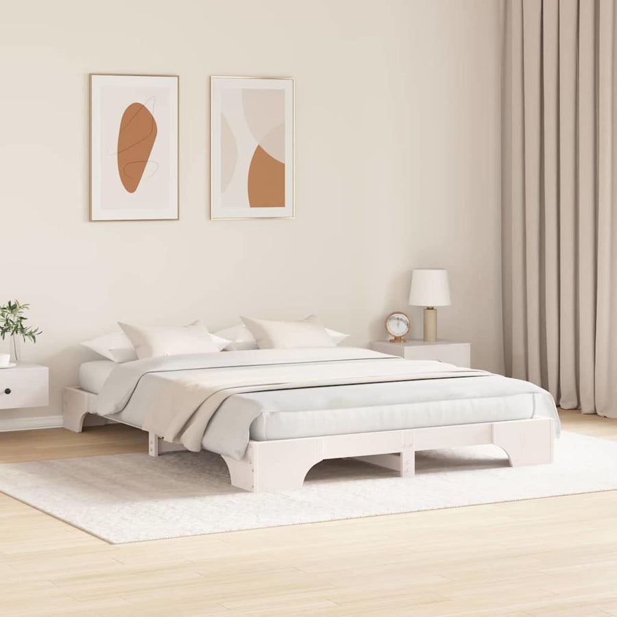 Bedframe Wit 140 x 200 cm Massief grenenhout
