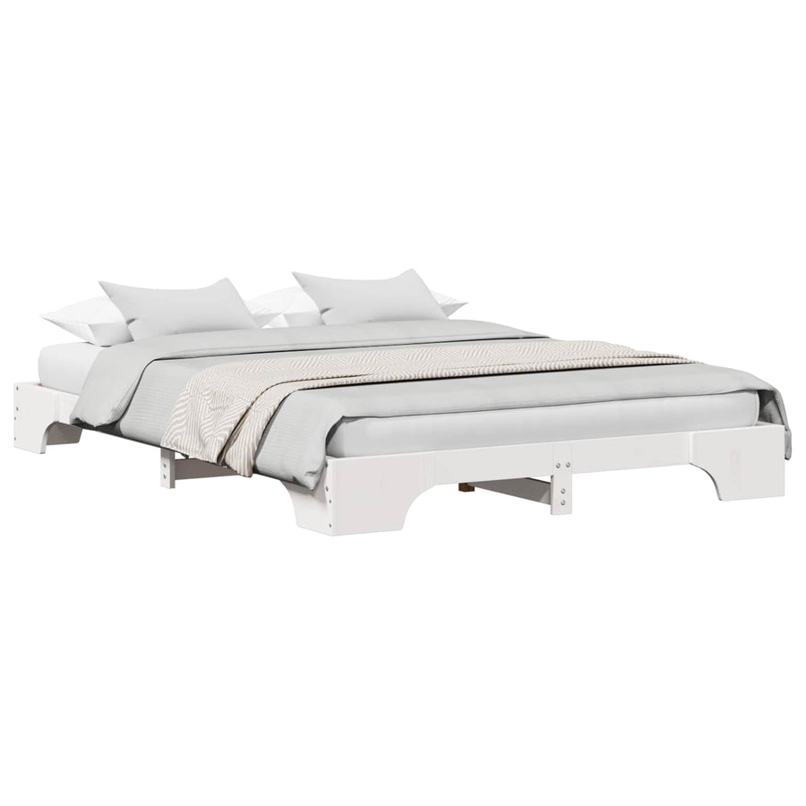 Bedframe Wit 140 x 200 cm Massief grenenhout