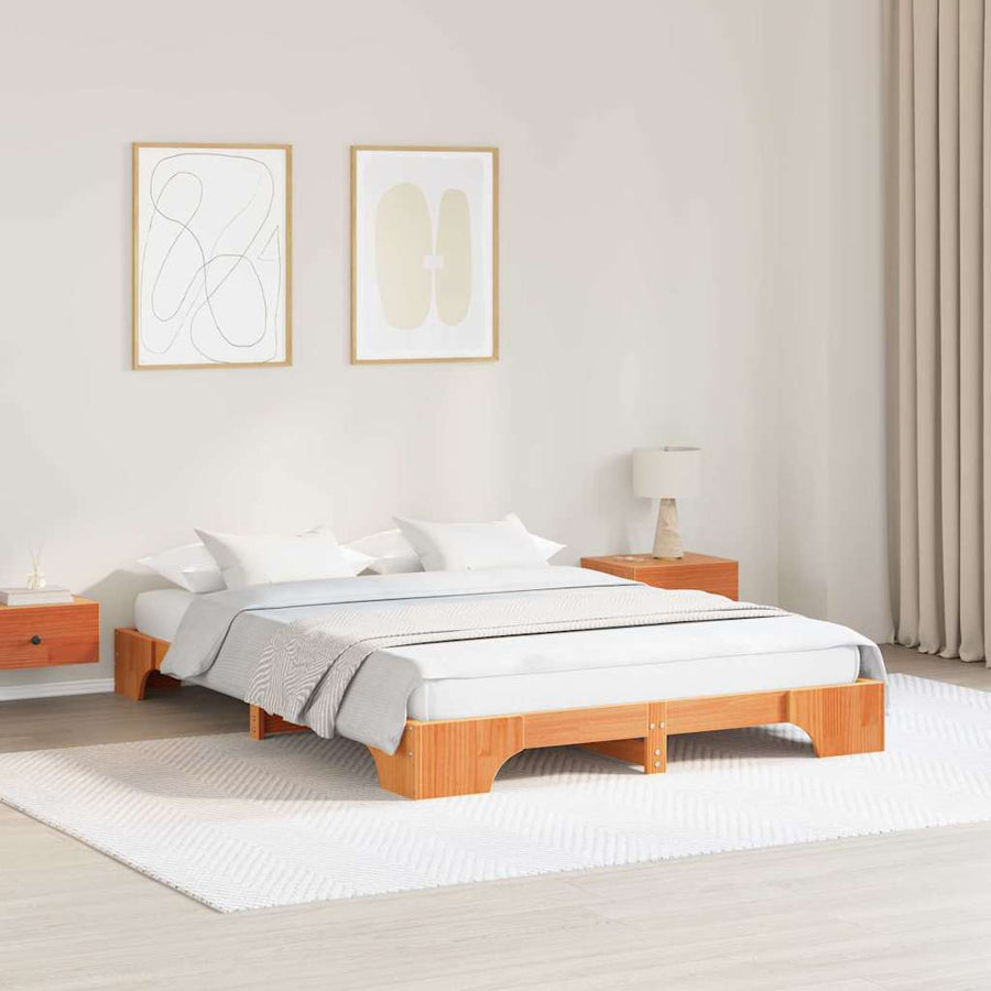 Bedframe Wasbruin 140 x 200 cm Massief grenenhout