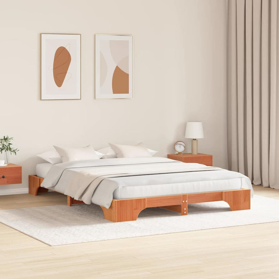 Bedframe Wasbruin 140 x 200 cm Massief grenenhout