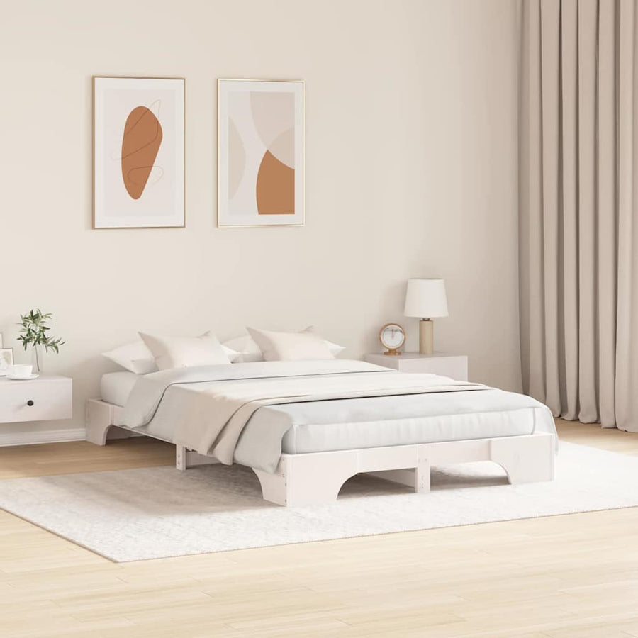 Bedframe Wit 120 x 200 cm Massief grenenhout