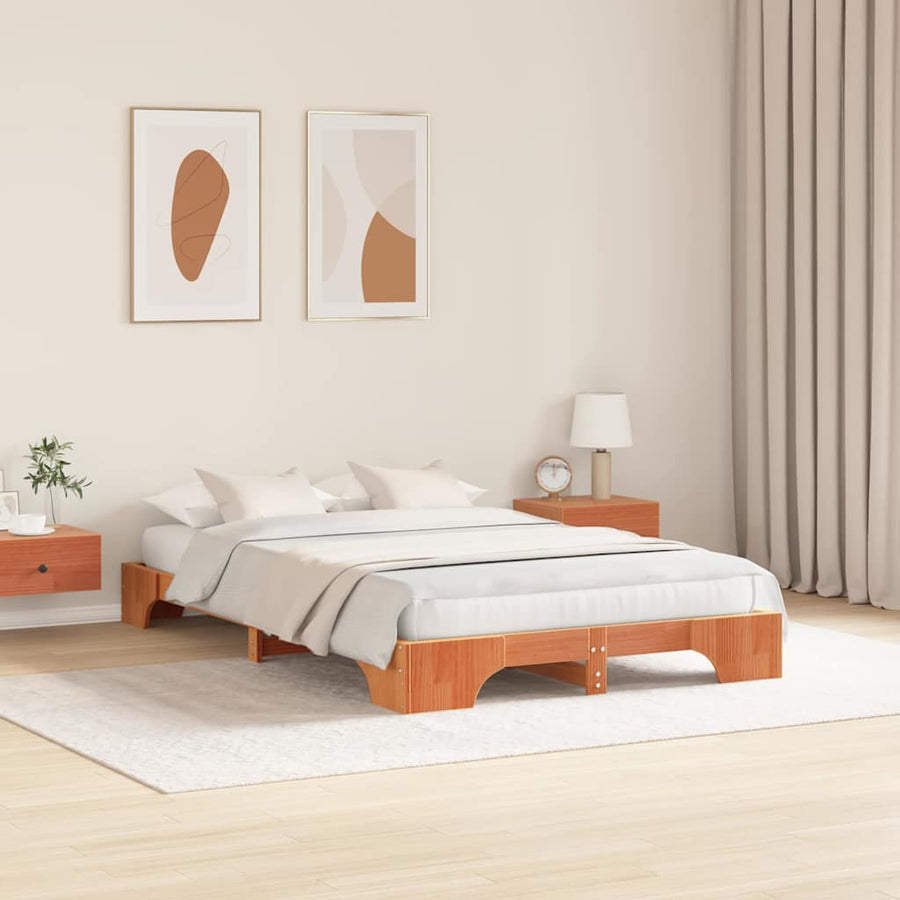 Bedframe Wasbruin 140 x 190 cm Massief grenenhout