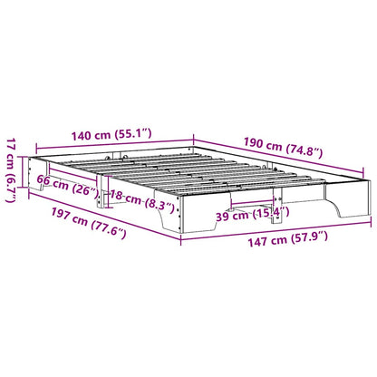 Bedframe Wasbruin 140 x 190 cm Massief grenenhout