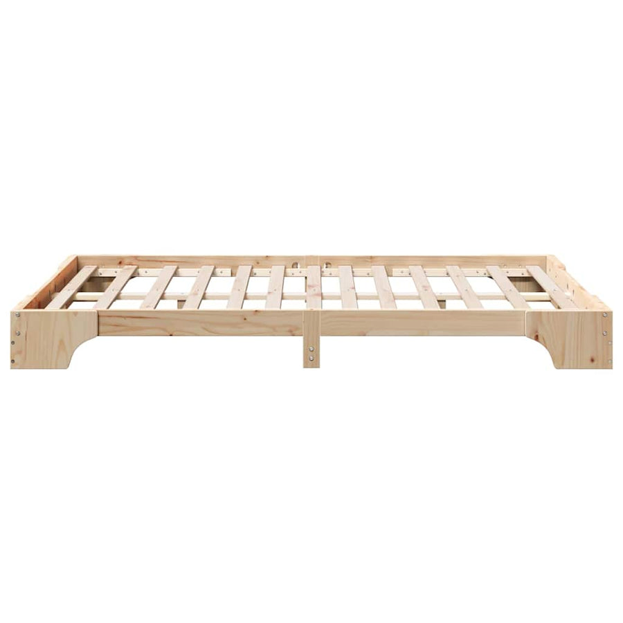 Bedframe Naturel 135 x 190 cm Massief grenenhout