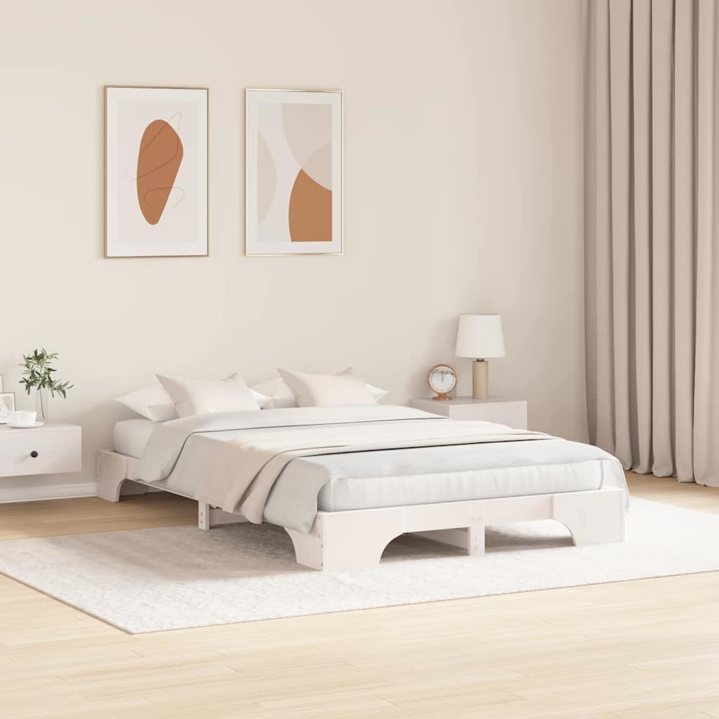 Bedframe Wit 135 x 190 cm Massief grenenhout