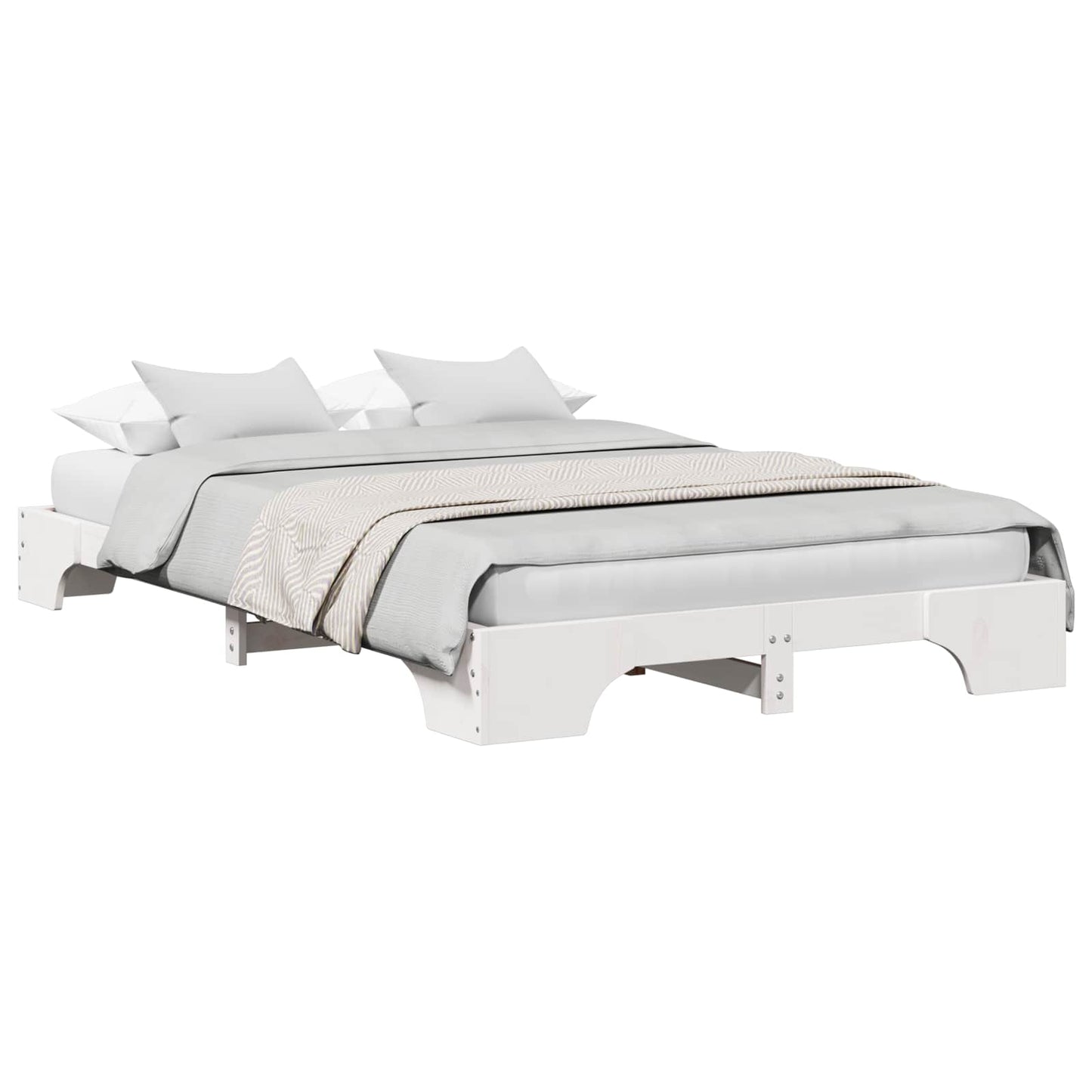 Bedframe Wit 135 x 190 cm Massief grenenhout
