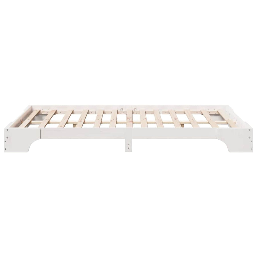 Bedframe Wit 135 x 190 cm Massief grenenhout