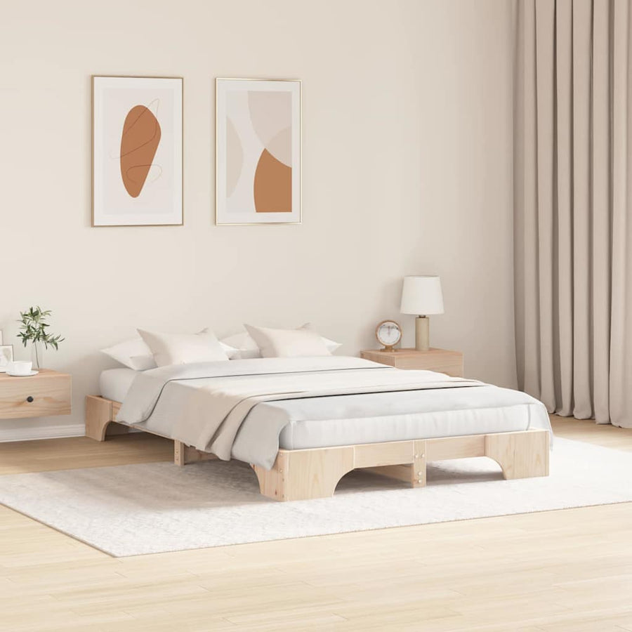 Bedframe Naturel 120 x 190 cm Massief grenenhout