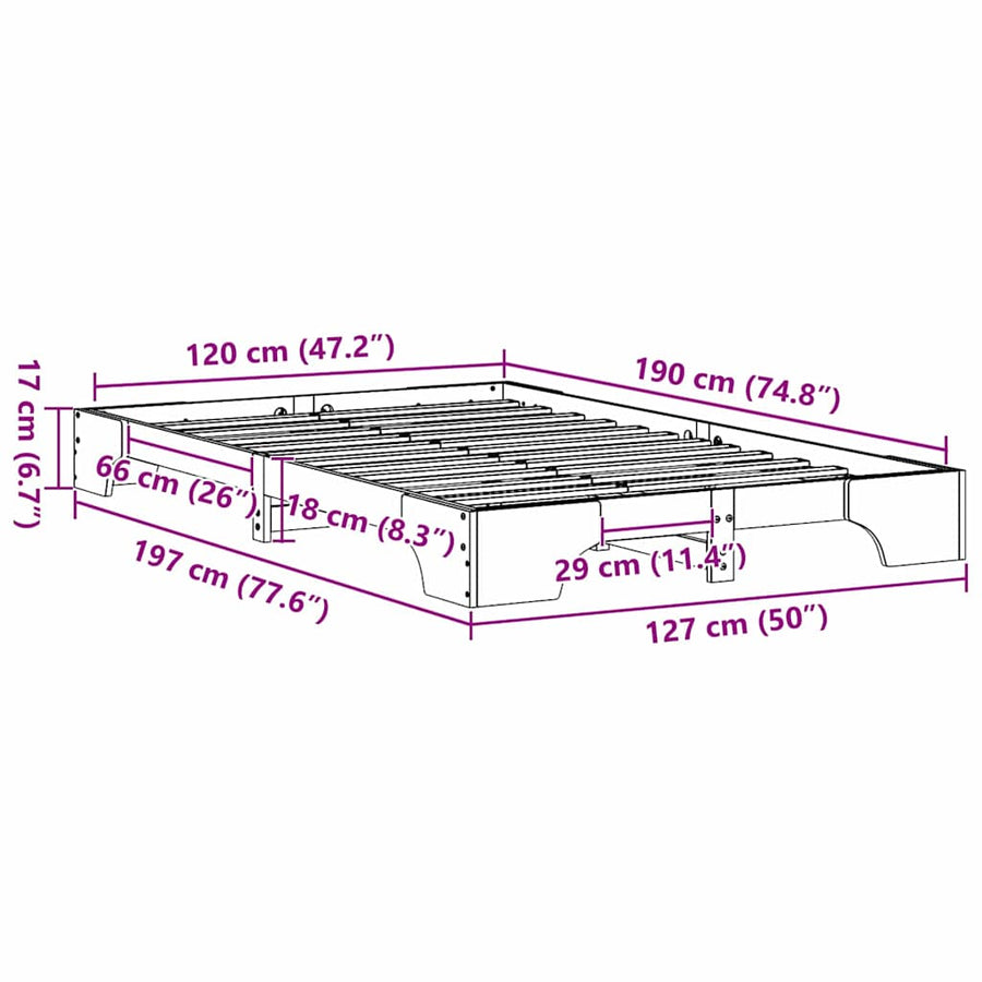 Bedframe Wasbruin 120 x 190 cm Massief grenenhout