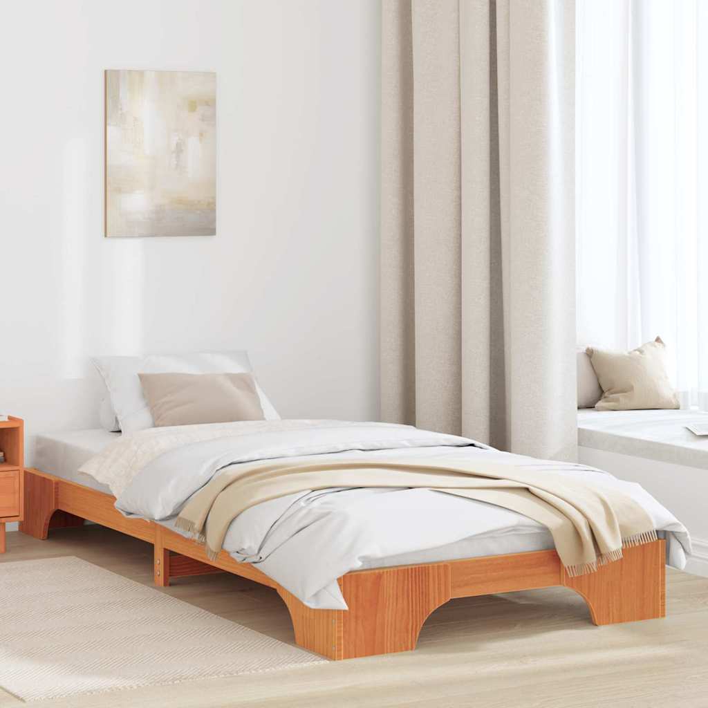 Bed Frame Wasbruin 100x200 cm Massief Grenenhout