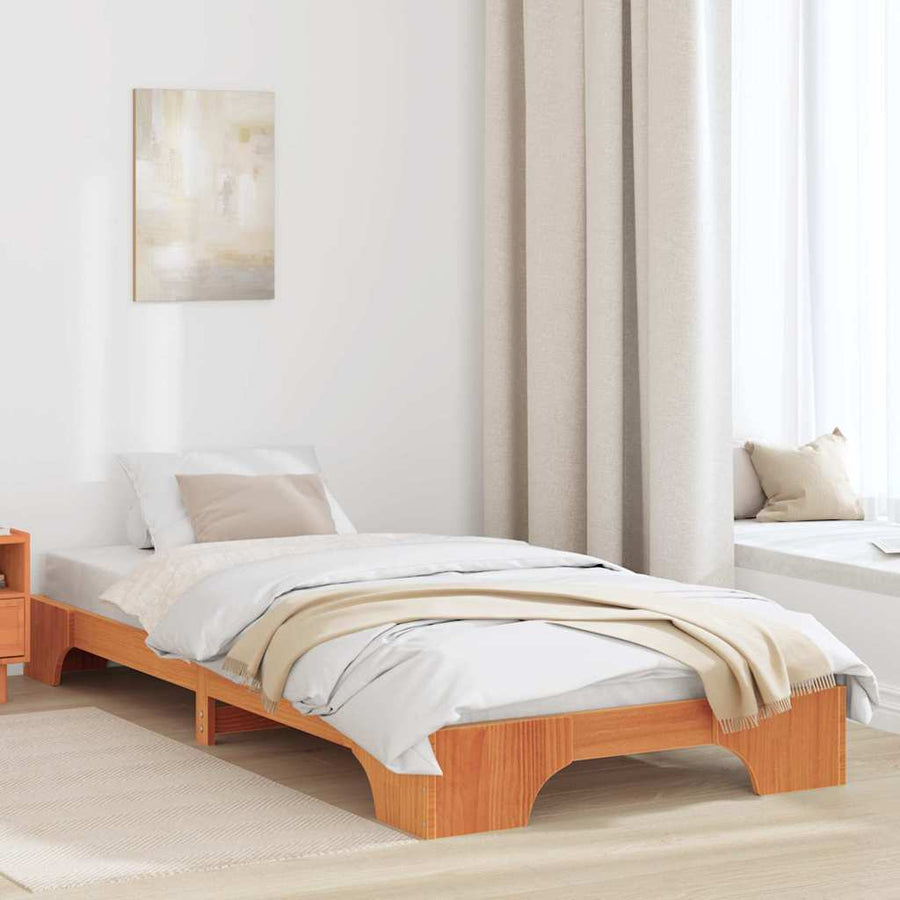 Bed Frame Wasbruin 100x200 cm Massief Grenenhout