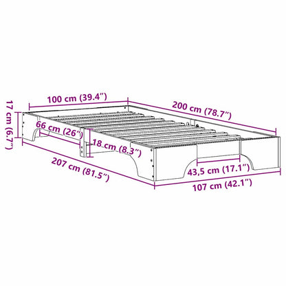 Bed Frame Wasbruin 100x200 cm Massief Grenenhout