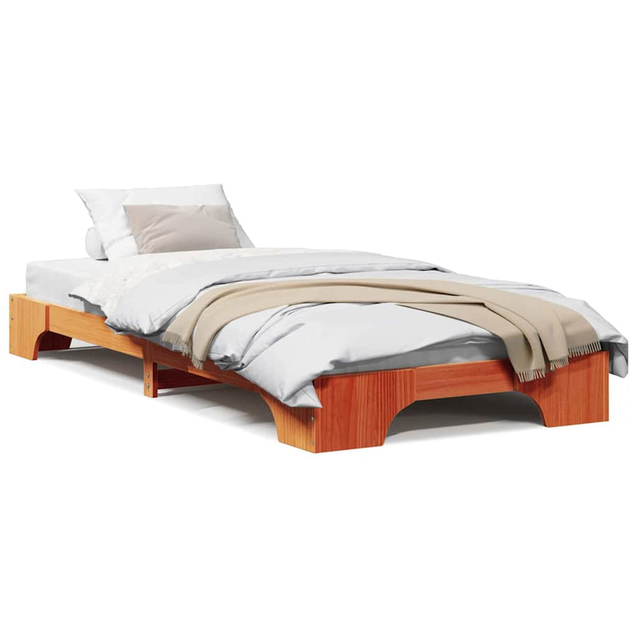 Bed Frame Wasbruin 100x200 cm Massief Grenenhout