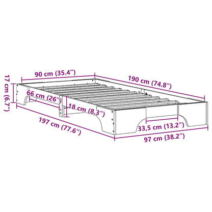 Bedframe Naturel 90 x 190 cm Massief grenenhout